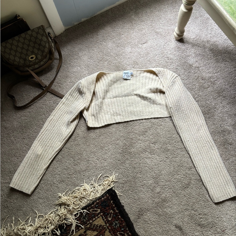 Cream Ribbed Bolero Sweater